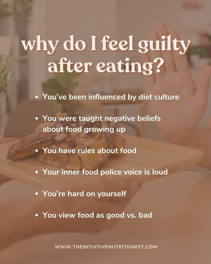 why do I feel guilty after eating? infographic with the reasons why